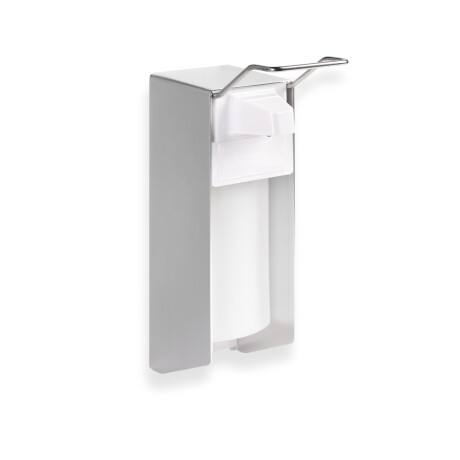 Desinfektionsmittelspender 0,5 l mit Ellbogenknopf / mattes Aluminium #1