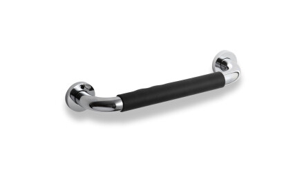 Badezimmergriff Ø25, gerade, 30 / rutschfeste Aufsatzkappe, schwarz / Chrom