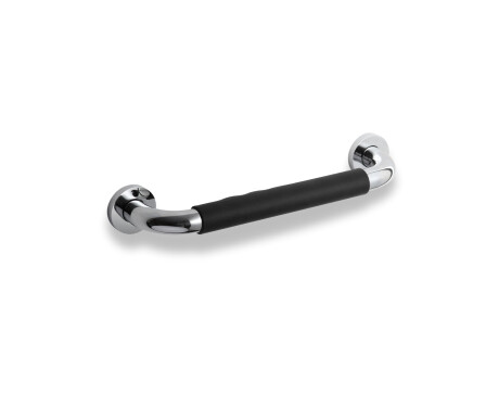 Badezimmergriff Ø25, gerade, 30 / rutschfeste Aufsatzkappe, schwarz / Chrom
