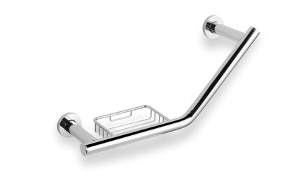 Winkel-Badezimmerhalter Ø25 mit Korb / Chrom