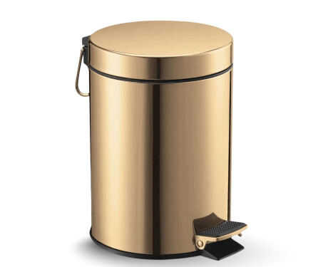 STANDARD-Treteimer, rund, 5 l, Soft-Close / goldglänzend