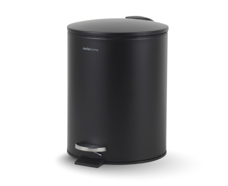 BUDGET-Treteimer, rund, 5 l, Soft-Close / Stahl, mattschwarz