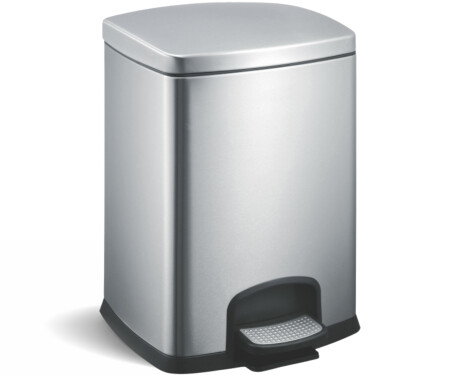 PREMIUM-Treteimer, rechteckig, 12 l, Soft-Close / Edelstahl, satiniert
