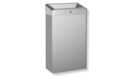 30-Liter-Abfalleimer mit offenem Deckel, Serie R1 / gebürsteter Edelstahl