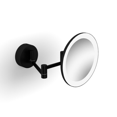 Kosmetikspiegel mit 3-facher Vergrößerung, rund, LED-Beleuchtung (warm/kalt), schwenkbar, doppelter beweglicher Arm / mattschwarz #1