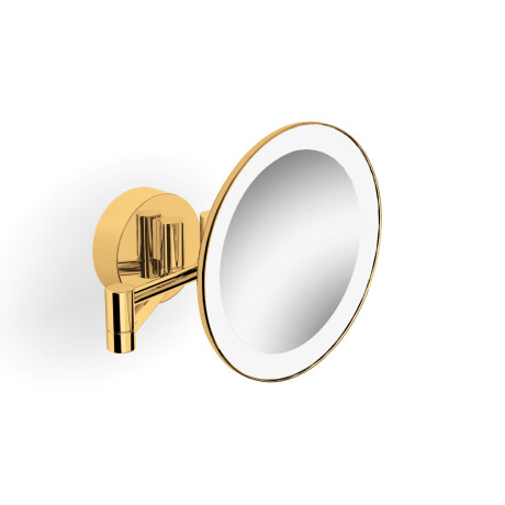 Kosmetikspiegel mit 3-facher Vergrößerung, rund, LED-Beleuchtung (warmes/kaltes Licht), schwenkbar, doppelter beweglicher Arm / goldglänzend #1