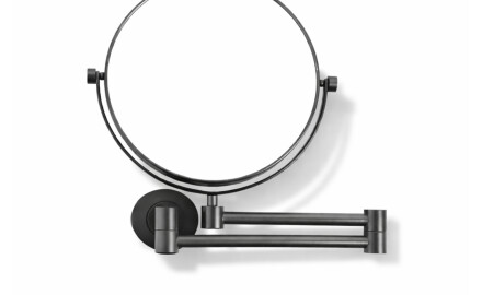 Kosmetikspiegel, gerade, 3-fache Vergrößerung, rund, schwenkbar, mit doppeltem beweglichem Arm / mattschwarz