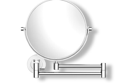 Kosmetikspiegel, gerade, 3-fache Vergrößerung, rund, schwenkbar, doppelter beweglicher Arm / Chrom