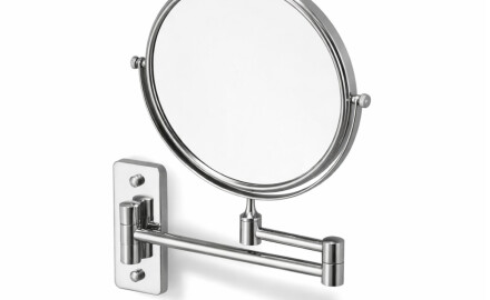 Kosmetikspiegel, gerade, 3-fache Vergrößerung, rund, schwenkbar, mit doppeltem beweglichem Arm / Chrom