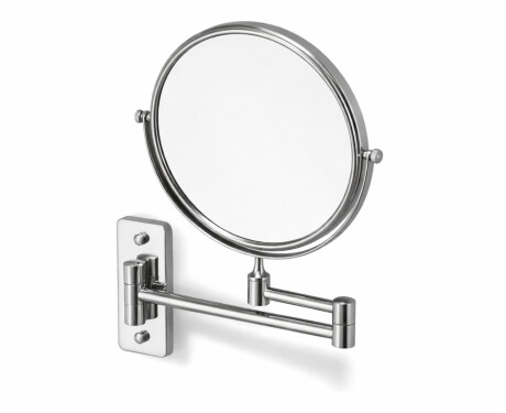 Kosmetikspiegel, gerade, 3-fache Vergrößerung, rund, schwenkbar, mit doppeltem beweglichem Arm / Chrom