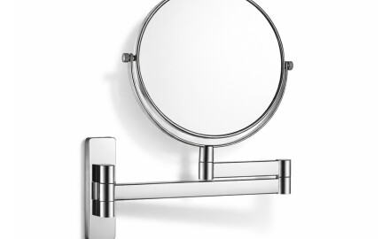 Kosmetikspiegel, gerade, 3-fache Vergrößerung, rund, schwenkbar, mit doppeltem beweglichem Arm / Chrom