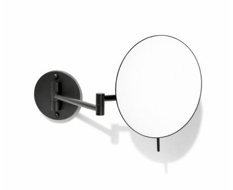 Kosmetikspiegel mit 3-facher Vergrößerung, rund, klappbar, mit doppeltem schwenkbarem Arm / mattschwarz