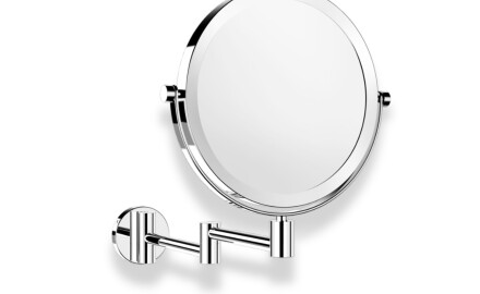 Kosmetikspiegel, gerade, 3-fache Vergrößerung, rund, schwenkbar, mit doppeltem beweglichem Arm / Chrom