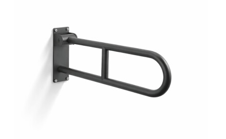 Stützhandlauf für Menschen mit Behinderungen, Ø 32, gebogen, schwenkbar, STANDARD – 60 cm / Edelstahl, mattschwarz