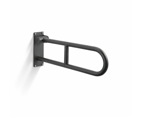 Stützhandlauf für Menschen mit Behinderungen, Ø 32, gebogen, schwenkbar, STANDARD – 60 cm / Edelstahl, mattschwarz