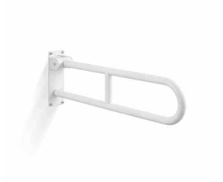 Stützhandlauf für Menschen mit Behinderungen, Ø 32, gebogen und schwenkbar, STANDARD – 70 cm / Edelstahl, mattweiß