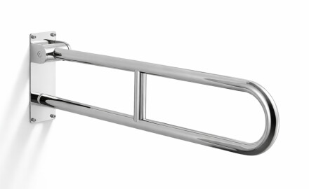 Stützhandlauf für Menschen mit Behinderungen, Ø 32, gebogen und schwenkbar, STANDARD – 80 cm / polierter Edelstahl