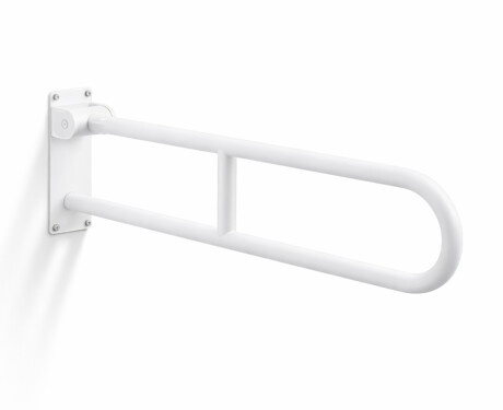 Stützhandlauf für Menschen mit Behinderungen, Ø 32, gebogen und schwenkbar, STANDARD – 80 cm / Edelstahl, mattweiß