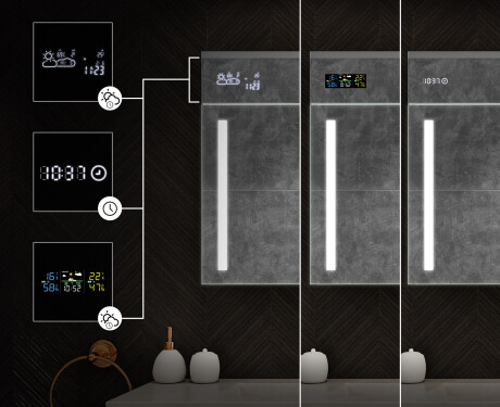 Hängender Badezimmerschrank mit LED-Spiegel L02 Emily 100 x 72 cm in der Farbe Oslo-Eiche #4