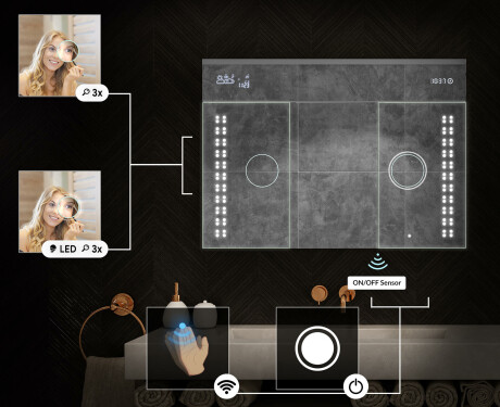 Spiegelschrank mit LED Beleuchtung - L55 Emily 100 x 72cm #5