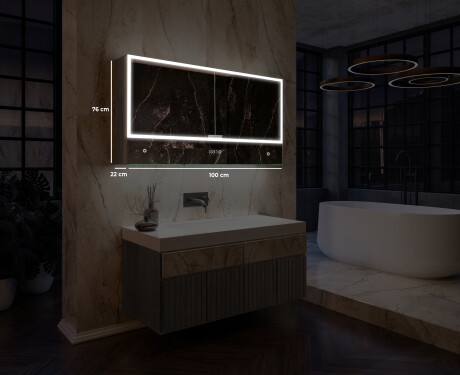 Bad Spiegelschrank Lily mit LED Beleuchtung - 2-türig 100 x 72,5cm #2