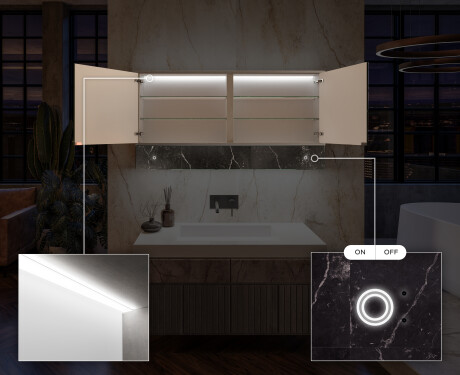 Bad Spiegelschrank Lily mit LED Beleuchtung - 2-türig 100 x 72,5cm #5