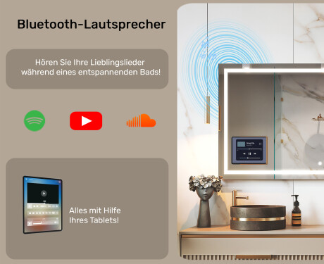Abgerundeter Moderner LED-Spiegel mit iPad Displine L141 Rahmen #4