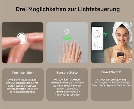Abgerundeter Moderner LED-Spiegel mit iPad Displine L141 Rahmen #5