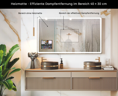 Abgerundeter Moderner LED-Spiegel mit iPad Displine L141 Rahmen #7