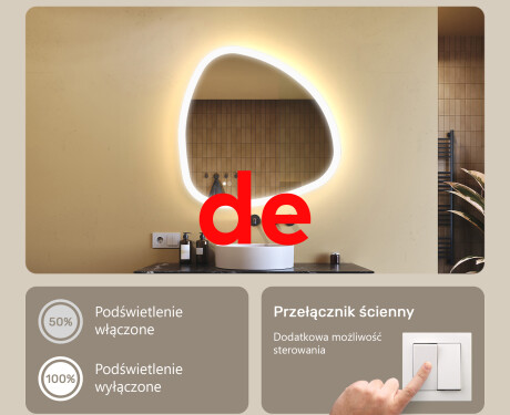 Dizainera LED vannas istabas spogulis 120x70cm ar aukstu LED krāsu 7000K, siltu krāsu 3000K vai neitrālu krāsu 4500K #5