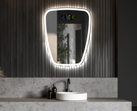 Unregelmäßiger asymmetrischer Spiegel mit LED Beleuchtung Z222 #6