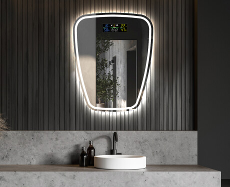 Unregelmäßiger asymmetrischer Spiegel mit LED Beleuchtung Z223 #6