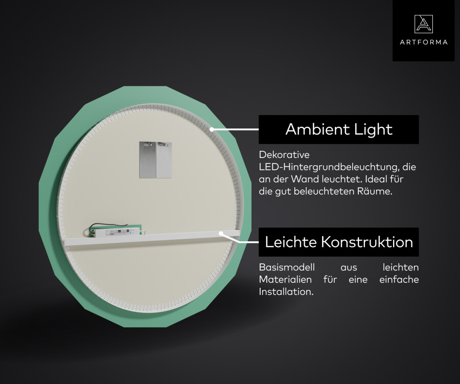 Runder Badspiegel mit LED Beleuchtung L112 - Artforma
