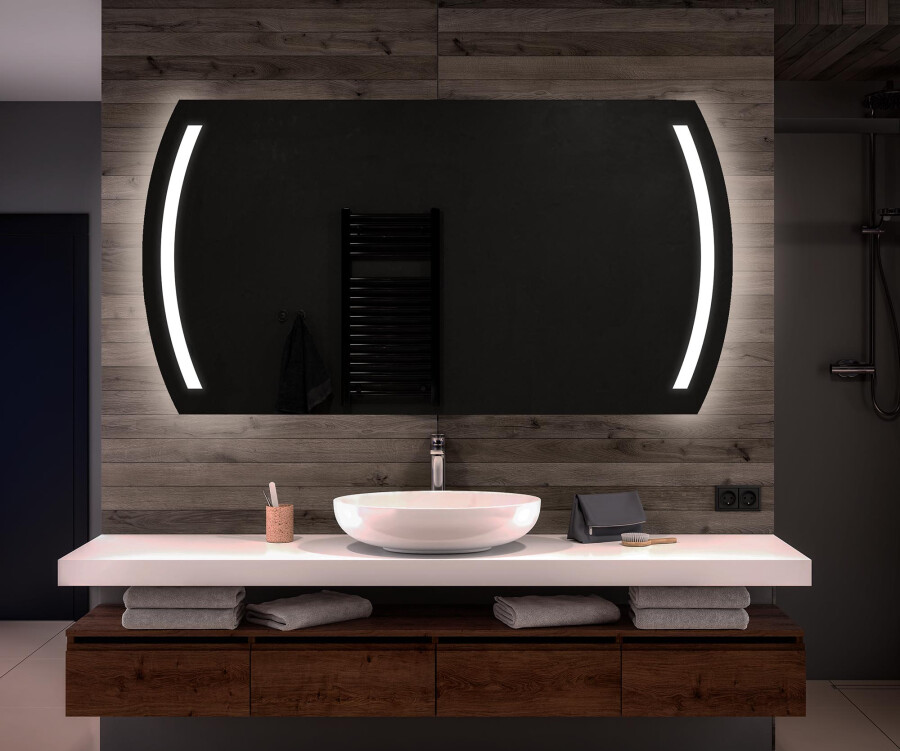 Abgerundeter Badspiegel mit L67 - LED Beleuchtung Artforma