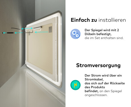 Abgerundeter Badspiegel mit LED Beleuchtung L141 #10