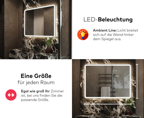 Abgerundeter Badspiegel mit LED Beleuchtung L141 #5