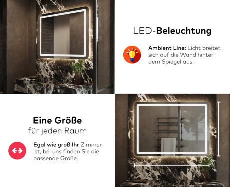 Abgerundeter Badspiegel mit LED Beleuchtung L143 #5