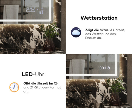 Abgerundeter Badspiegel mit LED Beleuchtung L143 #7