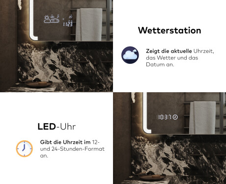 Abgerundeter Badspiegel mit LED Beleuchtung L144 #7