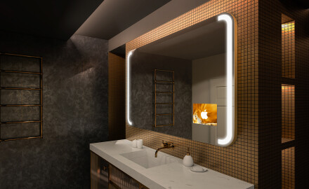 Abgerundeter Badspiegel mit LED Beleuchtung L144