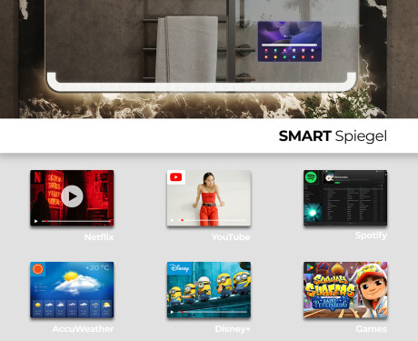 Abgerundeter Badspiegel mit LED Beleuchtung L145 #3