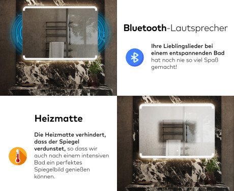 Abgerundeter Badspiegel mit LED Beleuchtung L145 #6