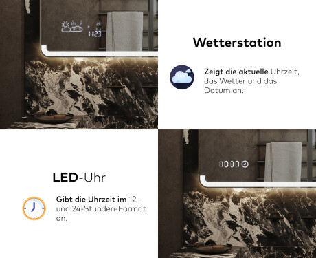 Abgerundeter Badspiegel mit LED Beleuchtung L145 #7