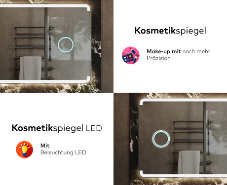 Abgerundeter Badspiegel mit LED Beleuchtung L145 #8