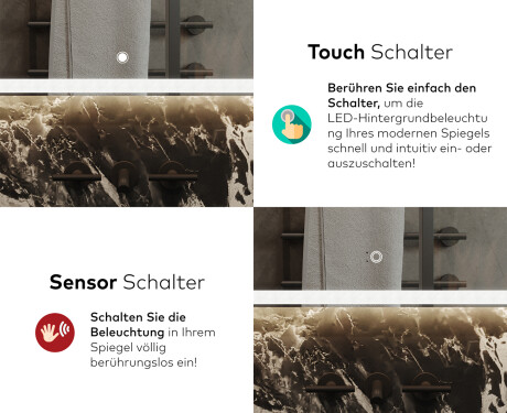 Abgerundeter Badspiegel mit LED Beleuchtung L145 #9