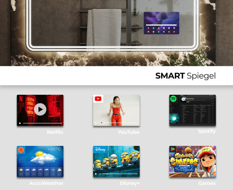 Abgerundeter Badspiegel mit LED Beleuchtung L148 #3