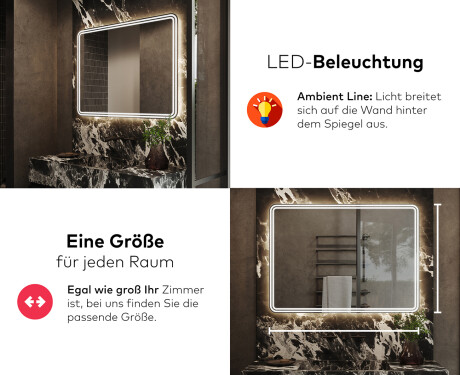 Abgerundeter Badspiegel mit LED Beleuchtung L148 #5