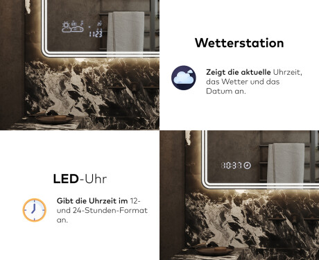 Abgerundeter Badspiegel mit LED Beleuchtung L148 #7