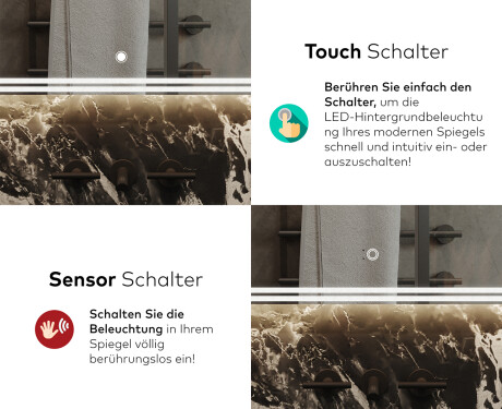 Abgerundeter Badspiegel mit LED Beleuchtung L148 #9